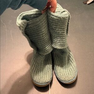 Cozy Knit Boots in Teal color